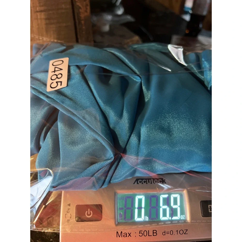 Cabernet Sleepwear Turquoise Teal Satin Button Down Pajama Nightshirt LG Lightwt